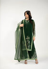 Zola Taabir emerald kameez and palazzo with sheer emerald dupatta